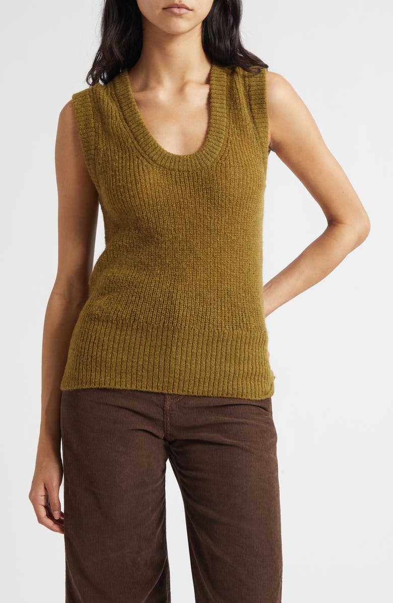 Veronica Beard Jovanna Sweater Tank, Main, color, Moss