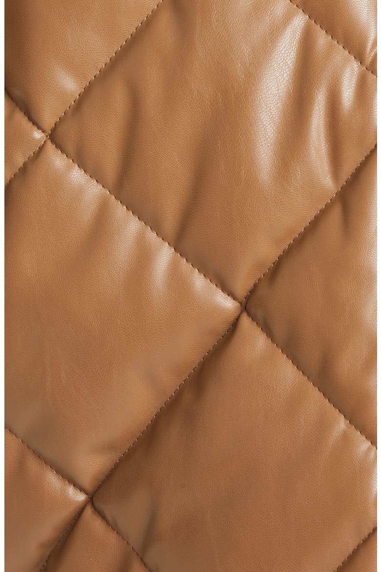 Jacinda Quilted Faux Leather Crop Jacket, Alternate, color, RUST/ COPPER