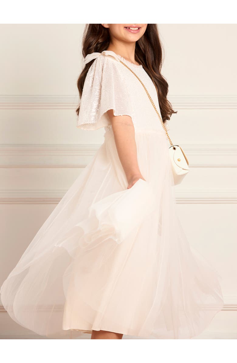 Needle & Thread Paloma Bow Kids Dress, Alternate, color, Cream