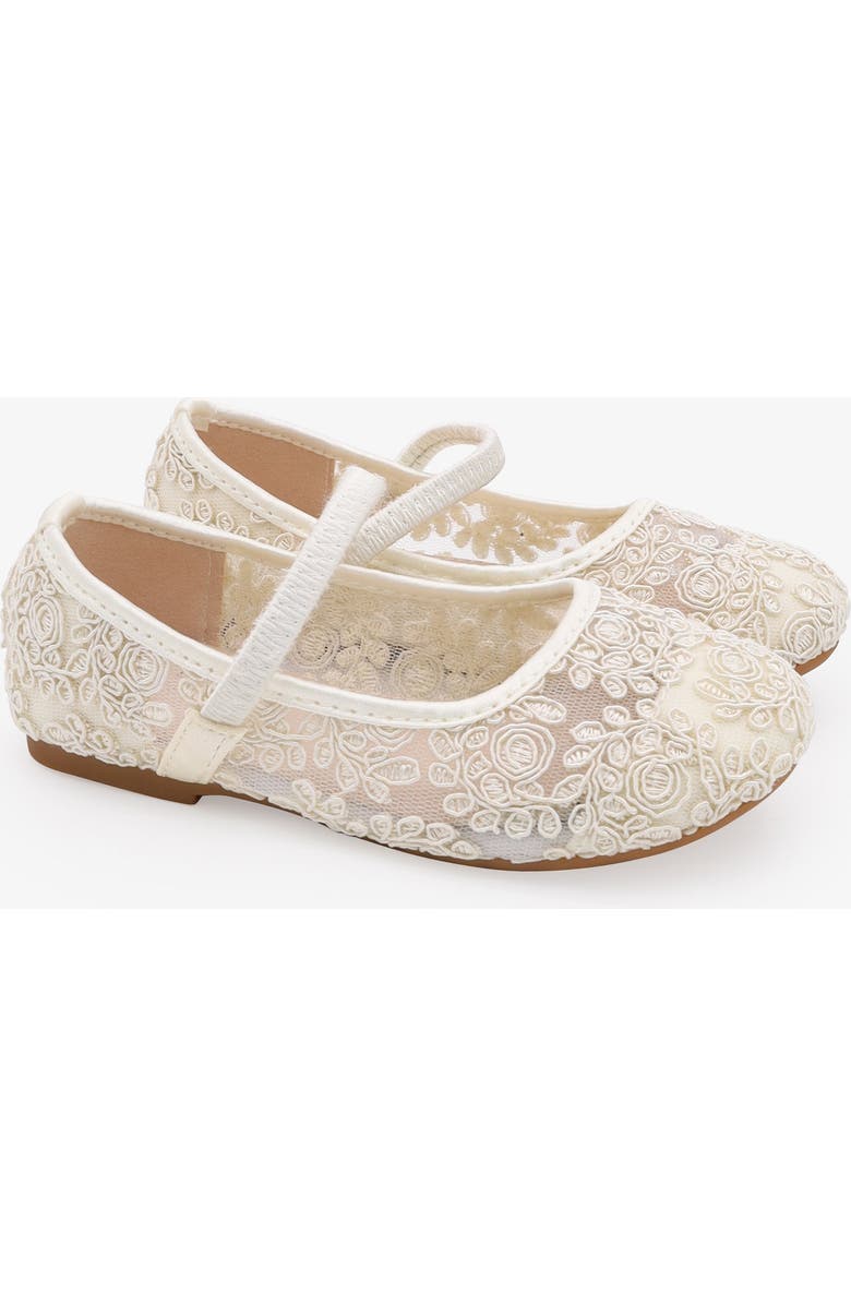 Kailee P Pas Crochet Lace Mary Jane Flats, Alternate, color, Ivory