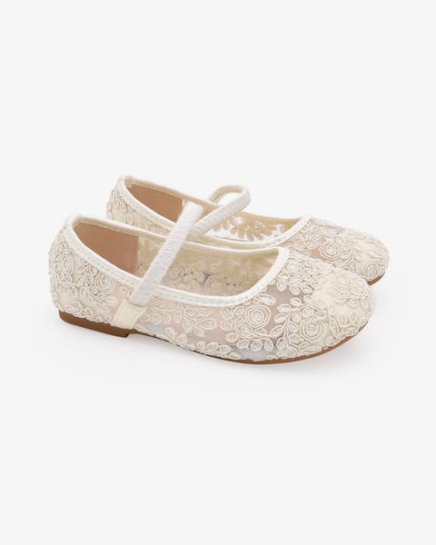 Pas Crochet Lace Mary Jane Flats