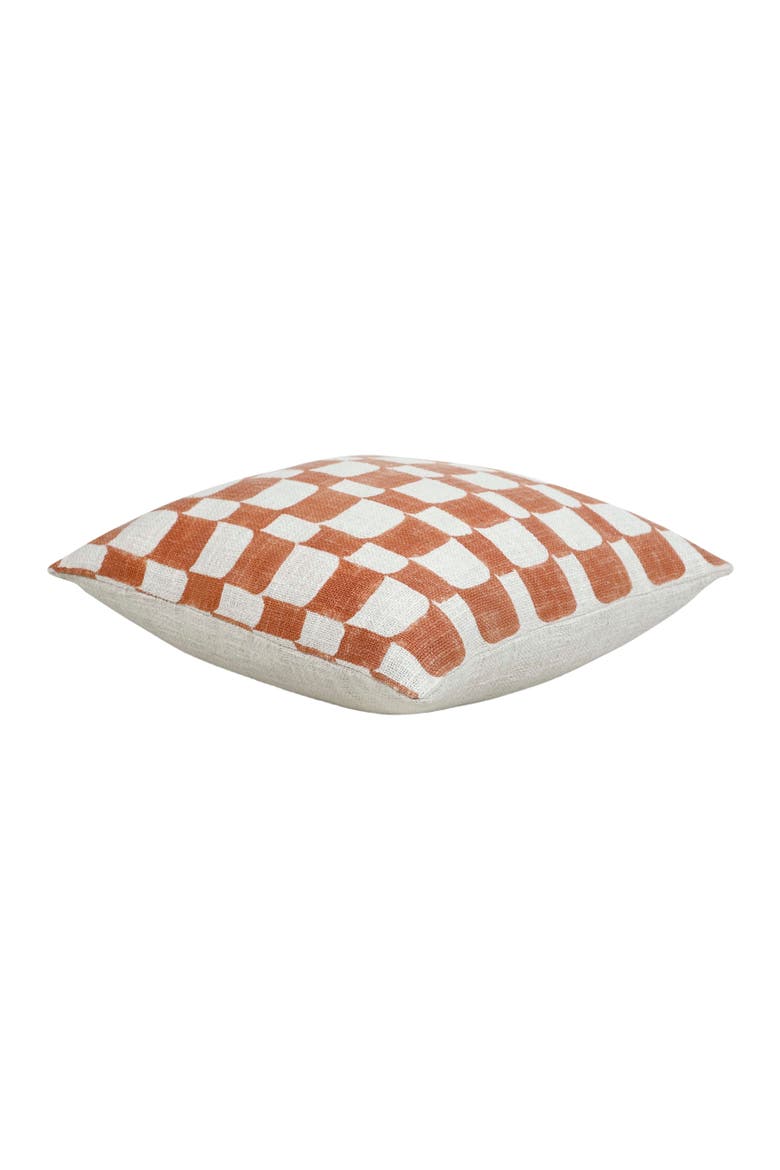 Checkered Block Printed Pillow - Cover Only, Alternate, color, Rust