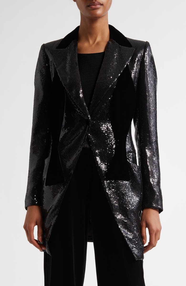 Emporio Armani Sequin Longline Blazer, Main, color, 