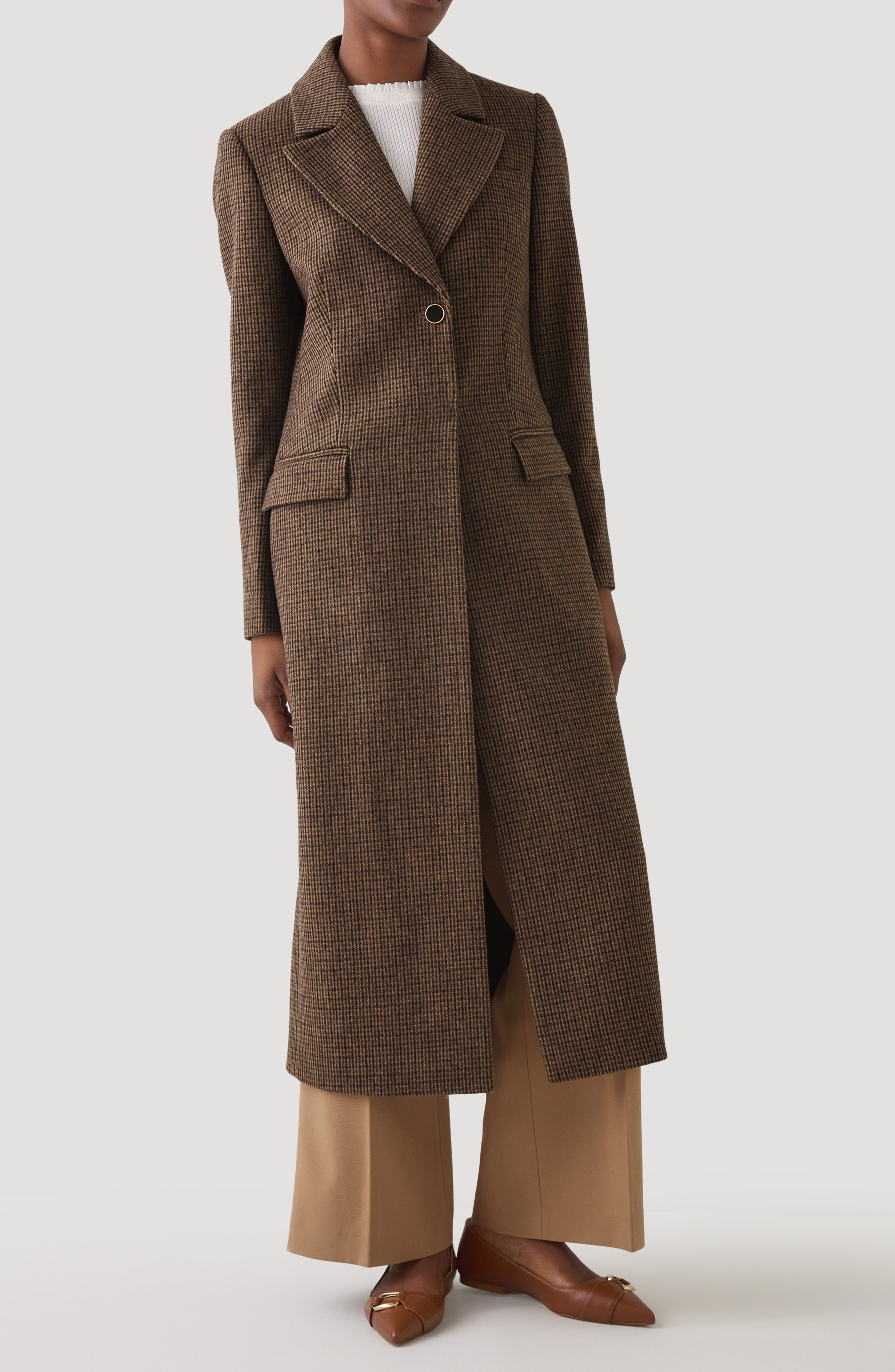 LK Bennett Dakota Check Wool Blend Coat