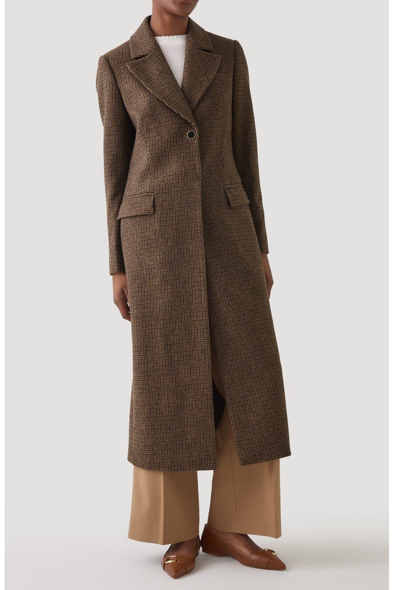 Dakota Check Wool Blend Coat, Main, color, BROWN