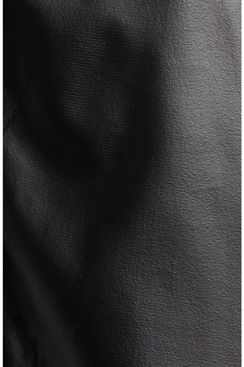 Snap Front Faux Leather Midi Skirt, Alternate, color, ONYX