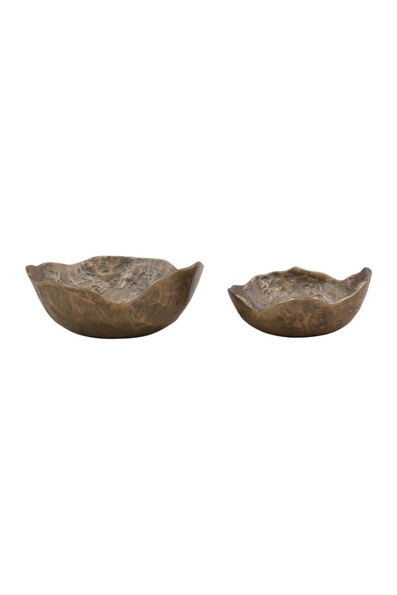 Hudson Antiqued Aluminum Decorative Bowl Set, Main, color, Antique Brass