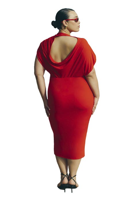Cutout Back Midi Dress (Plus Available)
