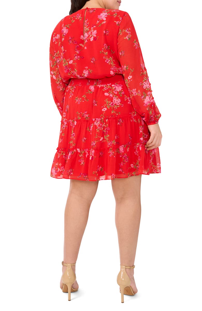 CeCe Floral Cold Shoulder Long Sleeve Tiered Dress, Alternate, color, 