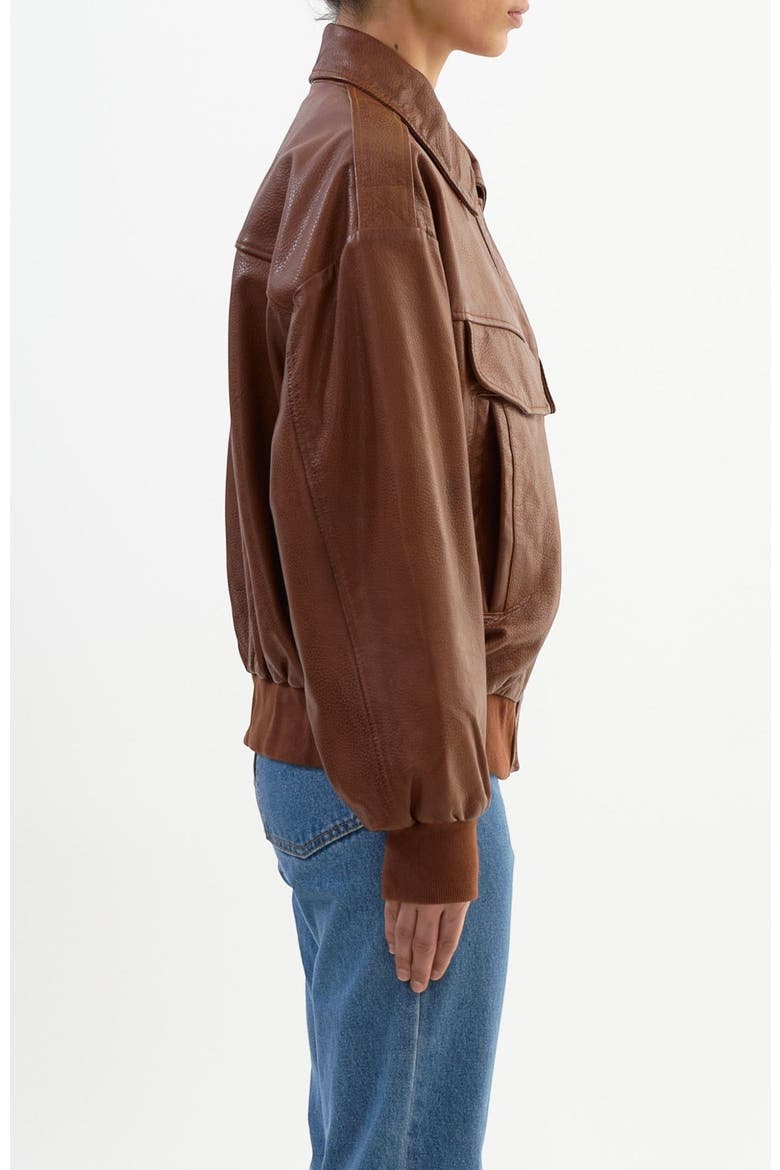 TREVANNA | Leather Bomber Jacket, Alternate, color, Cognac
