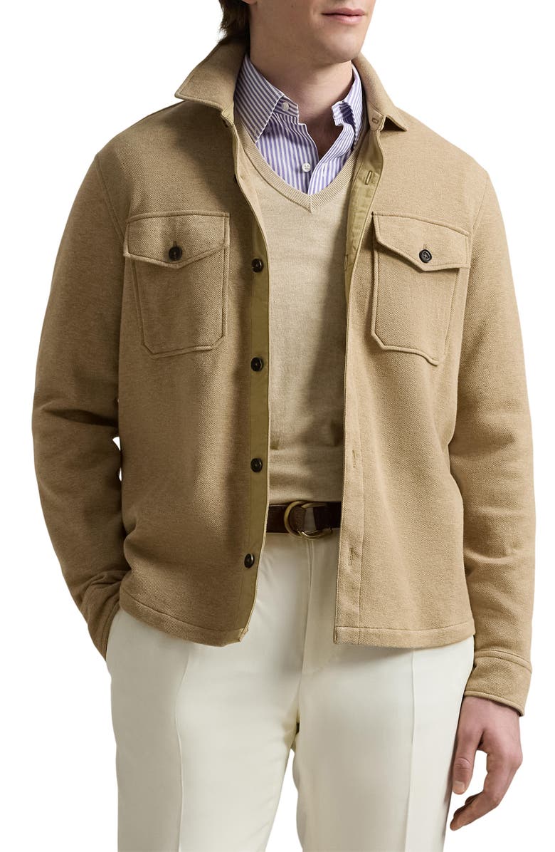 Polo Ralph Lauren Piqué Double Knit Shirt Jacket, Main, color, 