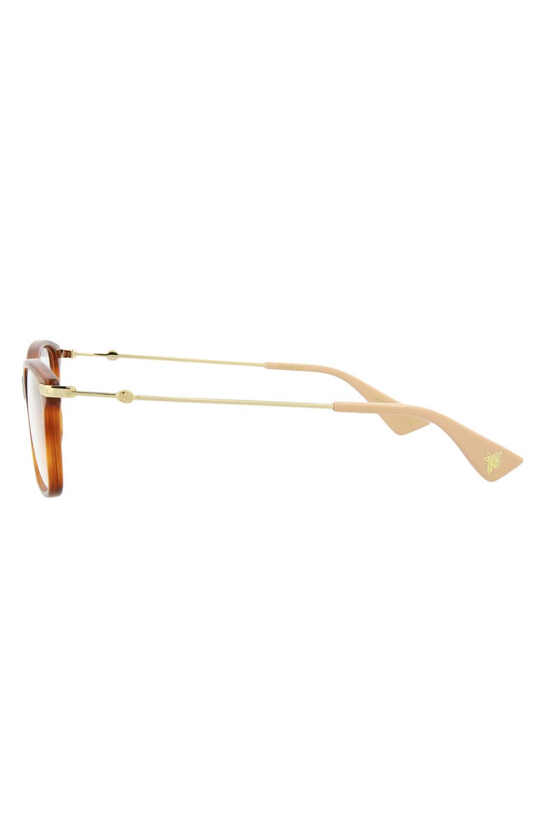 Gucci Novelty 54mm Rectangular Optical Glasses, Alternate, color, Havana Gold Transparent