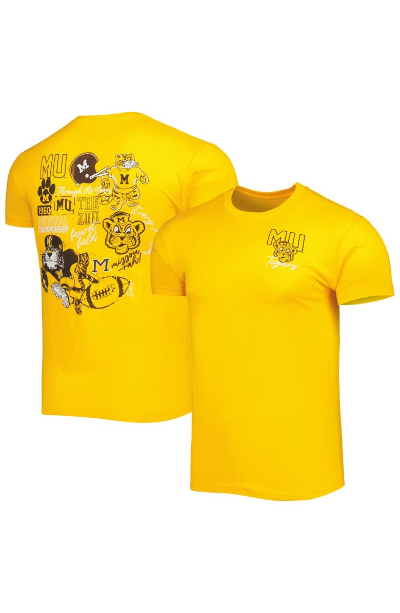 IMAGE ONE Men's Gold Missouri Tigers Vintage Through the Years 2-Hit T-Shirt, Main, color, 