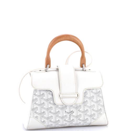 Pre-owned Goyard  Goyard Saigon Top Handle Bag Coated Canvas With Leather Mini In Neutral