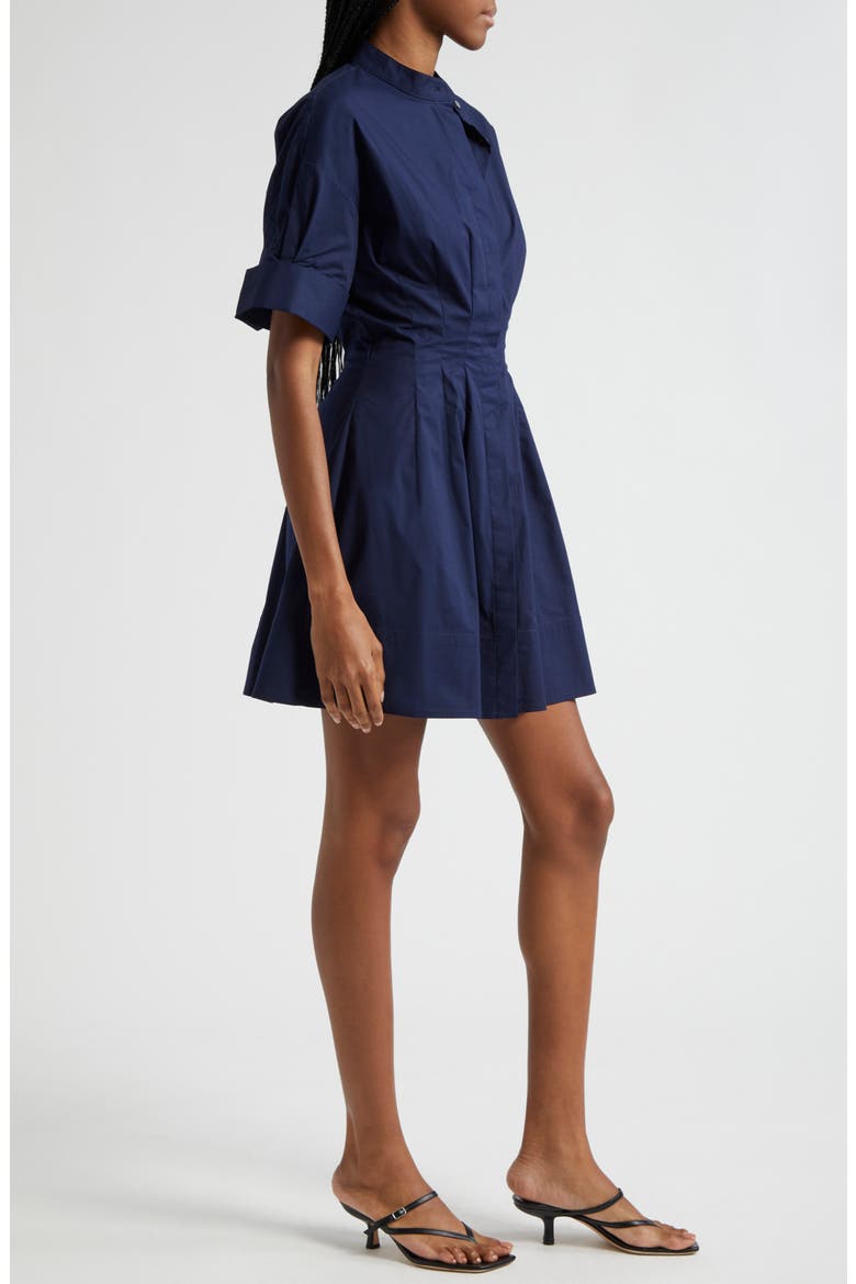 lorenza mini dress STAUD Lorenza Half-Sleeve Stretch Poplin Mini Shirtdress