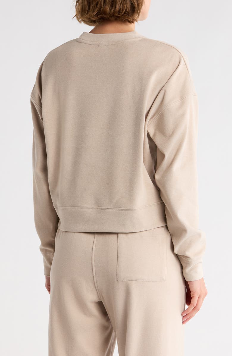 90 DEGREE BY REFLEX Tranquility Marled Piqué Cropped Sweatshirt, Alternate, color, Shadow Rock