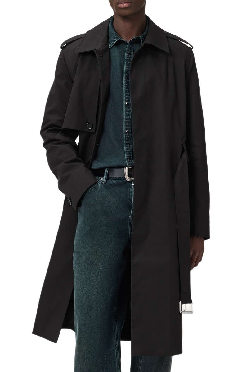 AllSaints Bastille Trench Coat, Alternate, color, Black
