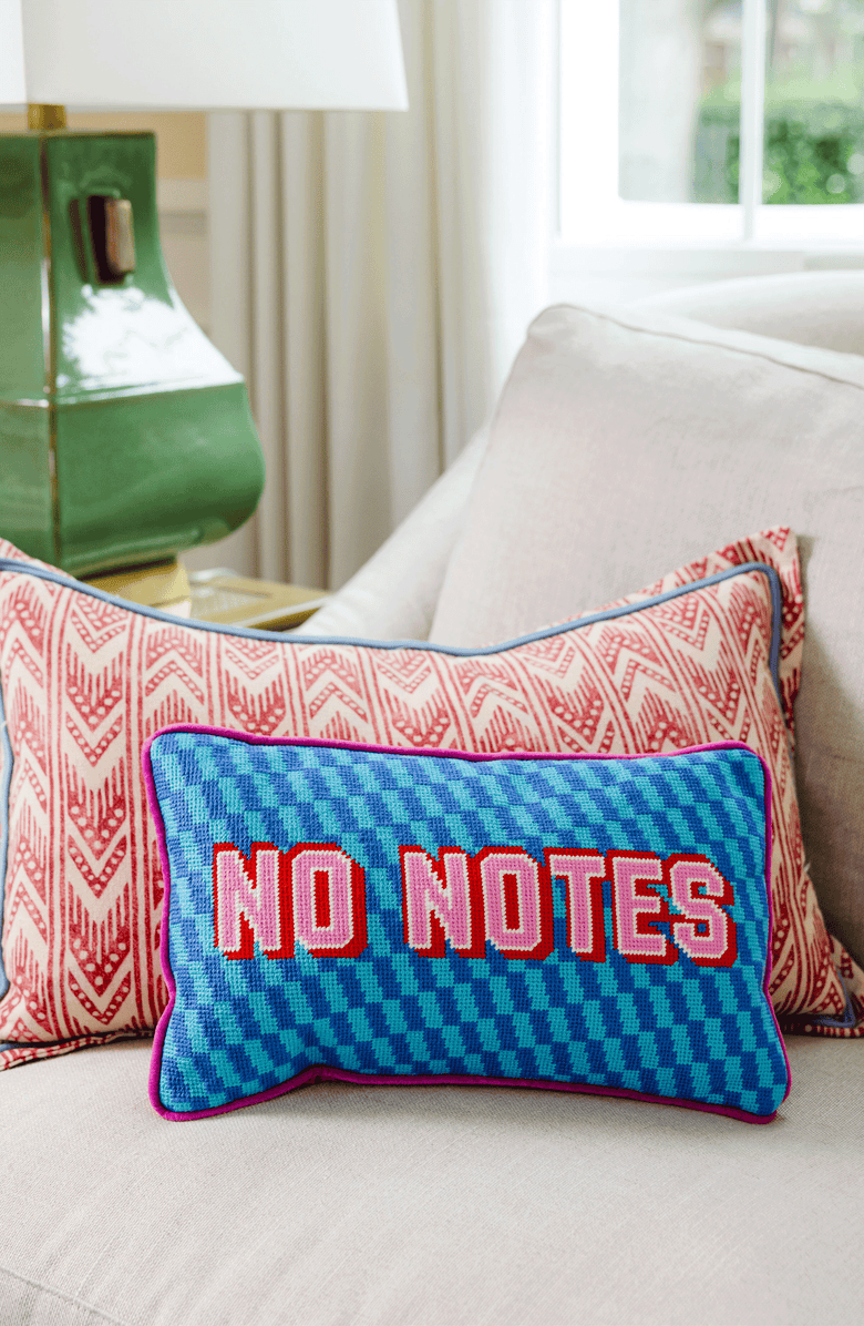 Furbish Studio No Notes Needlepoint Pillow, Alternate, color, No Notes