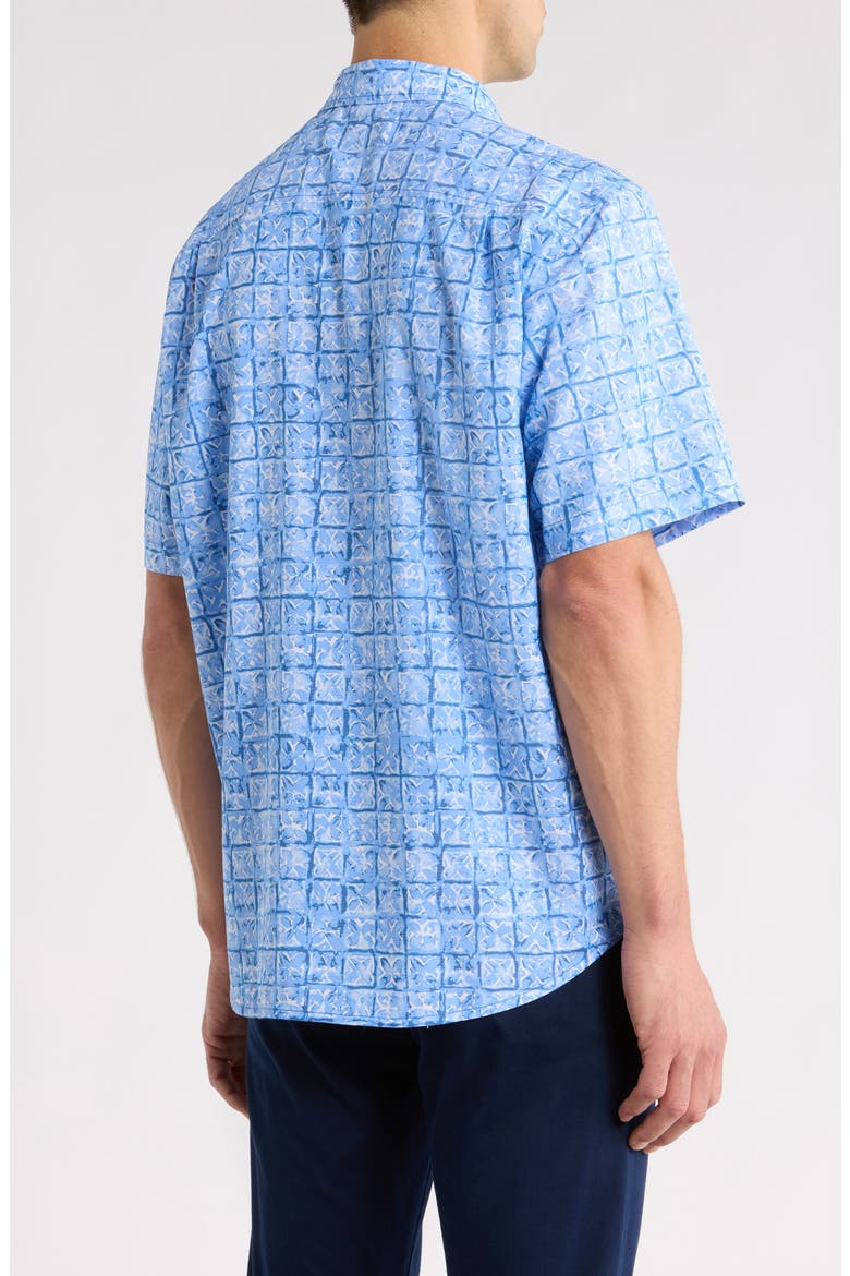 Coastal Ease Carrico Tiles IslandZone® Short Sleeve Button-Up Shirt, Alternate, color, DUSTY ICICLE