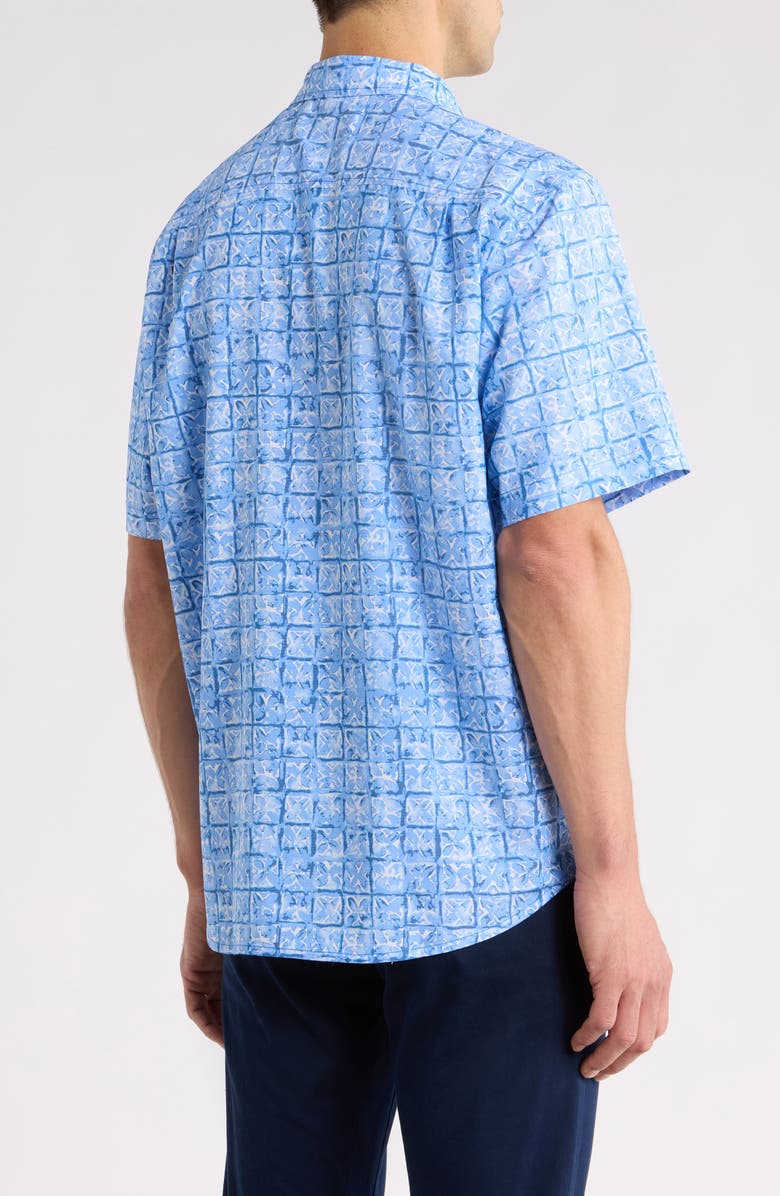 Tommy Bahama Coastal Ease Carrico Tiles IslandZone<sup>®</sup> Short Sleeve Button-Up Shirt, Alternate, color, Dusty Icicle