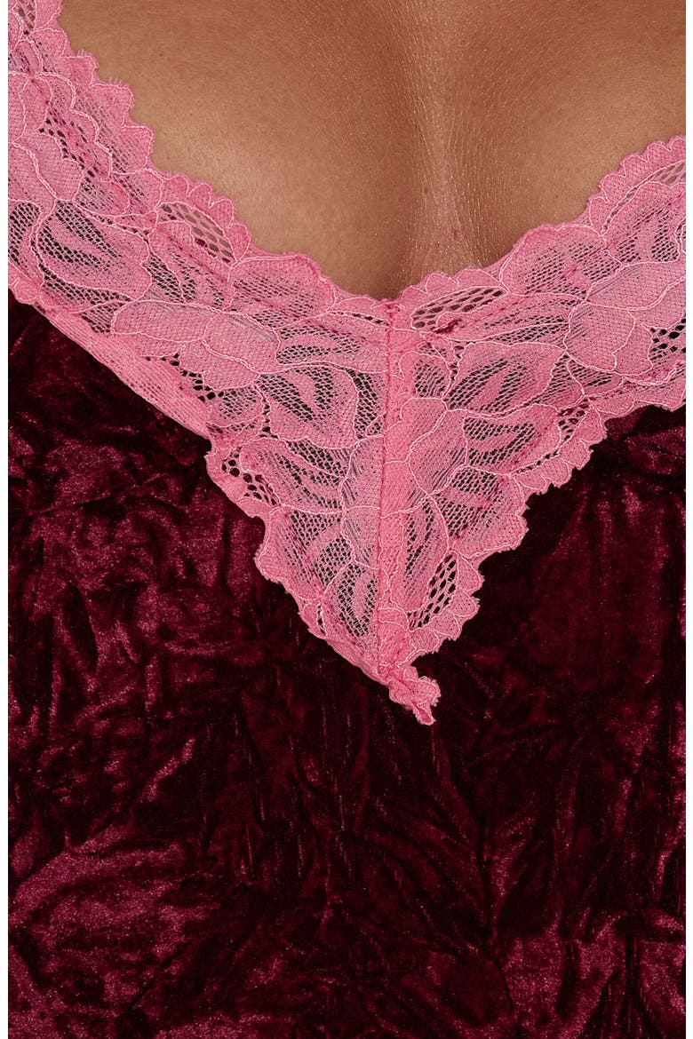 Call My Lover Velvet Lace Slip Minidress, Alternate, color, PLUM / PINK