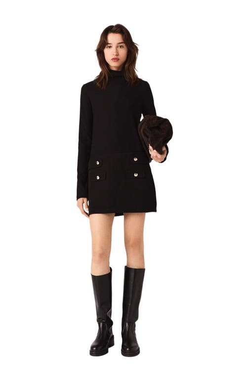 Maje Short High-neck Dress In Black