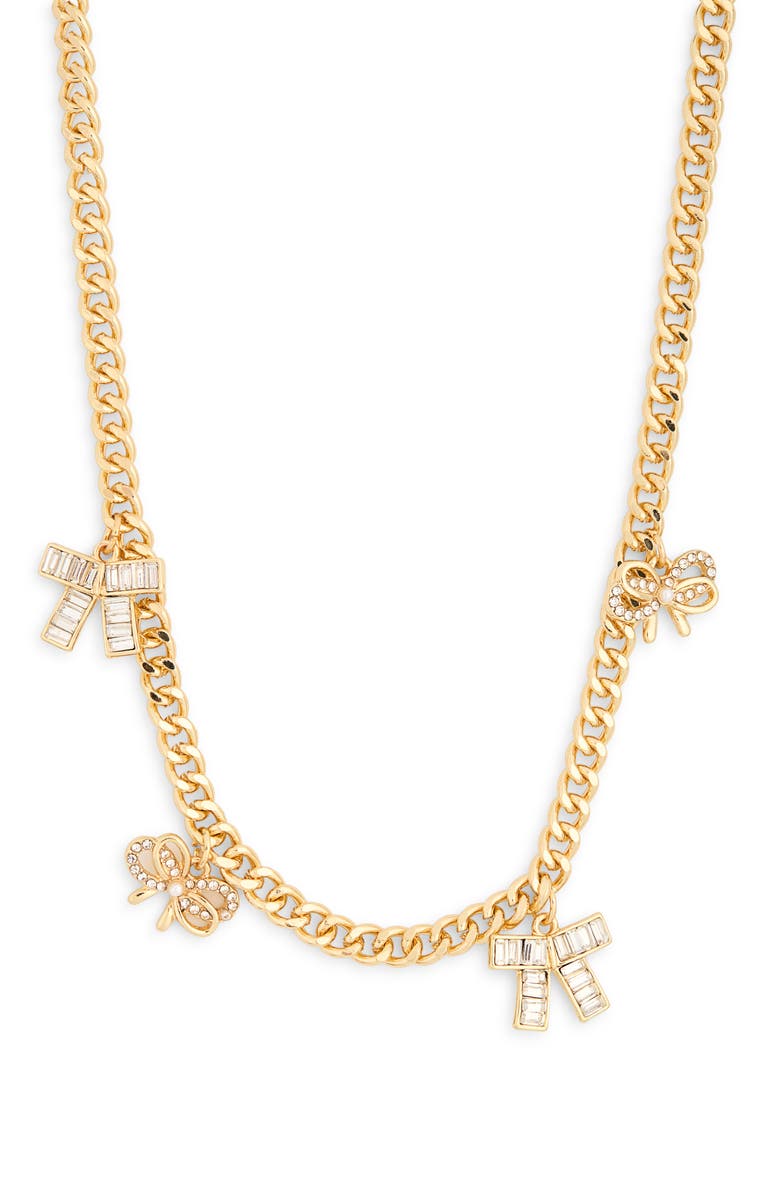 NORDSTROM RACK Bow Charm Curb Chain Necklace, Main, color,