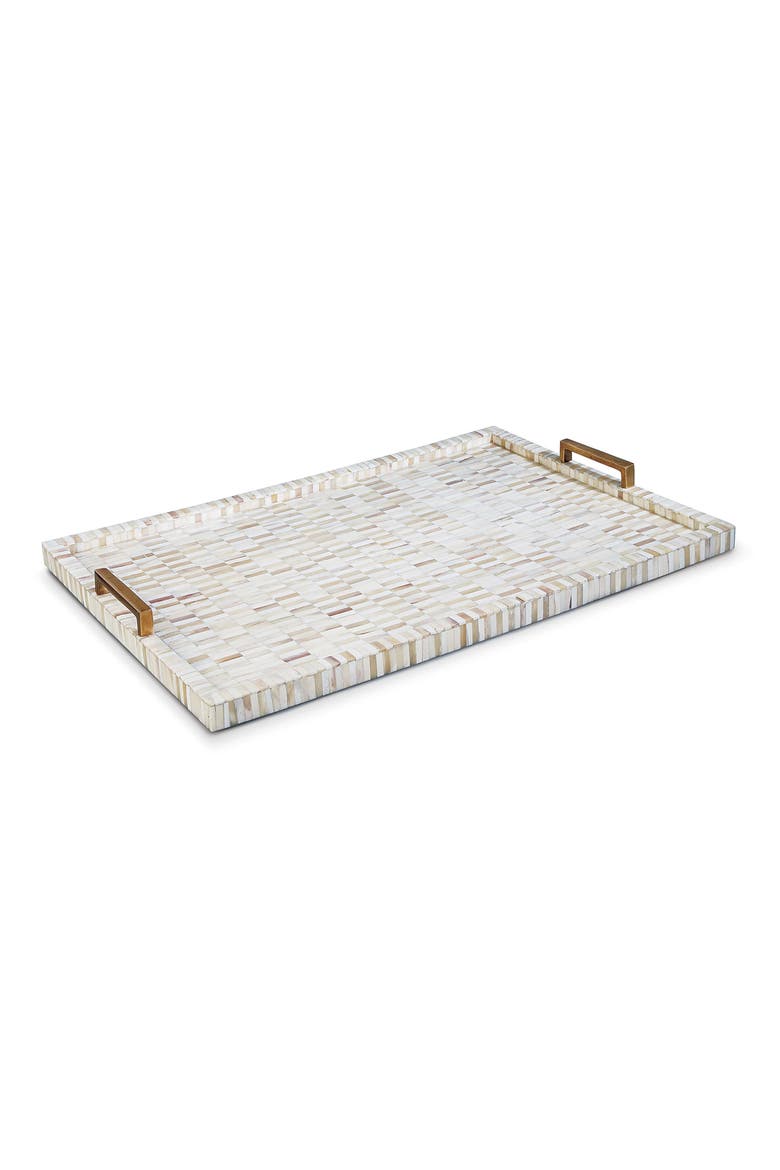 Multicolor Bone & Brass Tray, Main, color, GREY
