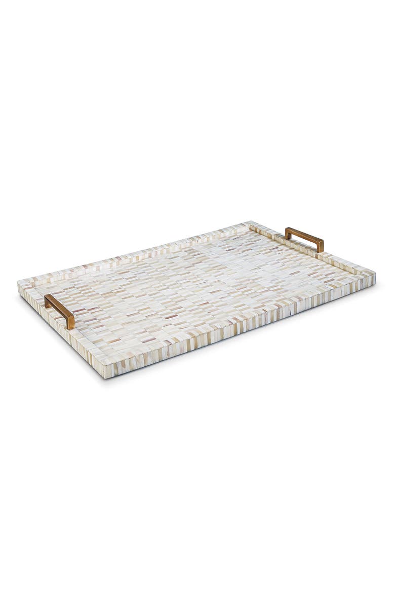 Regina Andrew Multicolor Bone & Brass Tray, Main, color,