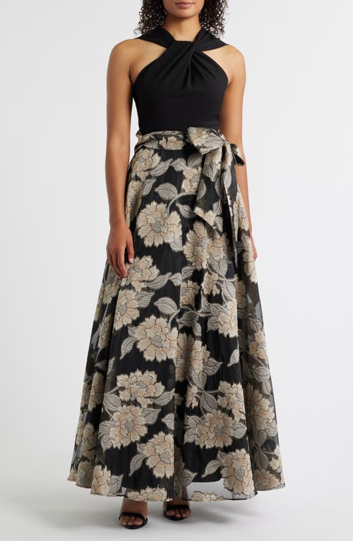Eliza J Twist Neck Sleeveless Gown In Multi