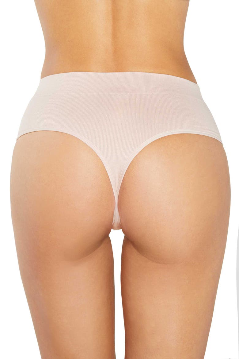 High Sculpt Thong Rib, Alternate, color, Sand
