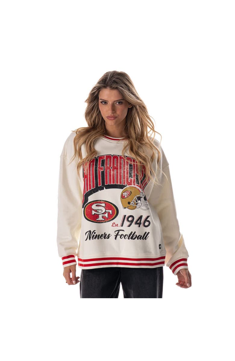 THE WILD COLLECTIVE Women's The Wild Collective Cream San Francisco 49ers Oversized Vintage French Terry Sweatshirt, Main, color,