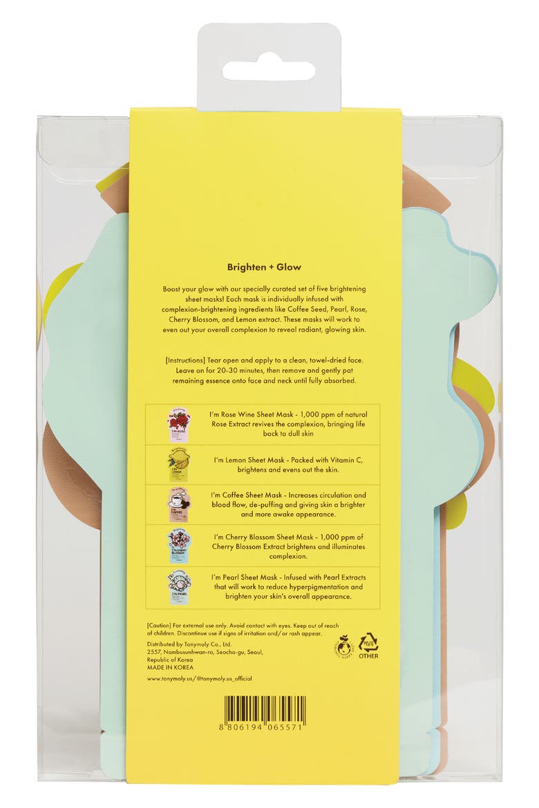 Brightening Glow Set of 5 Sheet Mask Set, Alternate, color, NO COLOR