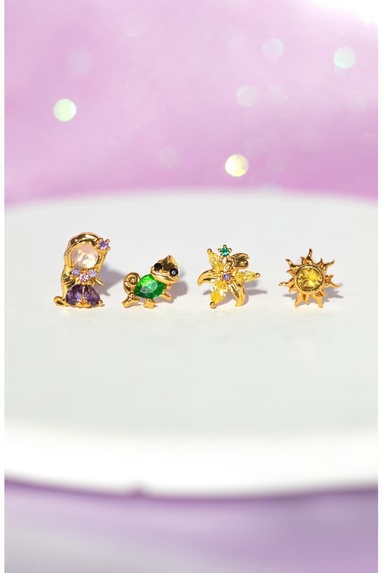 Disney Princess Tangled Stud Earrings Set, Alternate, color, GOLD