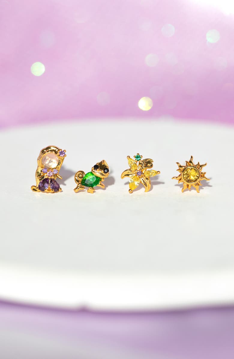 Girls Crew Disney Princess Tangled Stud Earrings Set, Alternate, color, Gold