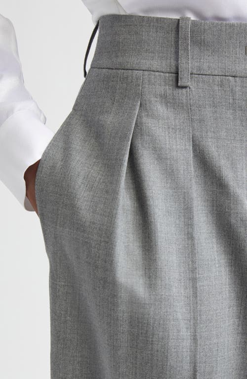 Michael Kors Collection Pleated Slouch Stretch Wool Trousers In Gray