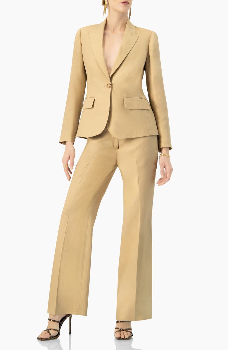 IVONNE Single-Button Tailored Linen Blazer, Alternate, color, Beige