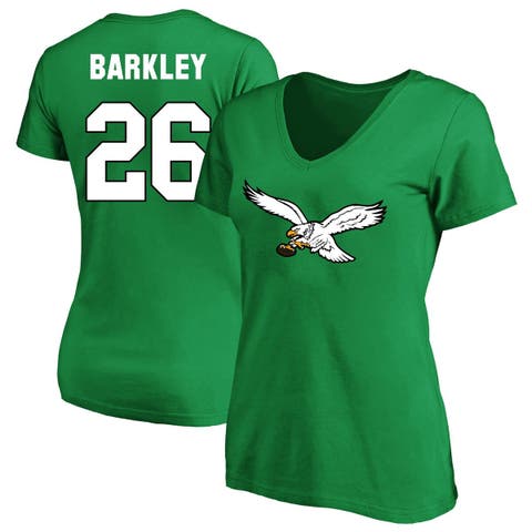 Women's Saquon Barkley Kelly Green Philadelphia Eagles Plus Size Fair Catch Name & Number Scoop Neck T-Shirt