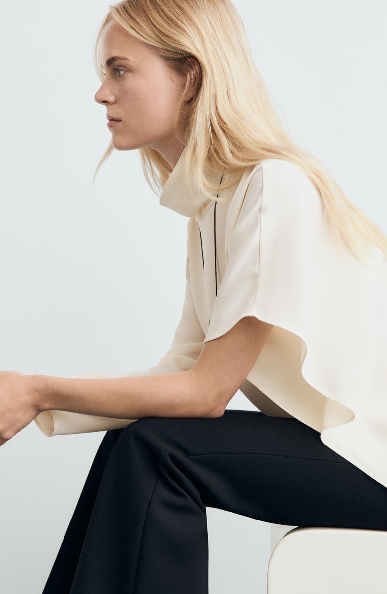 MANGO Asymmetric High Neck Top, Alternate, color, Off White