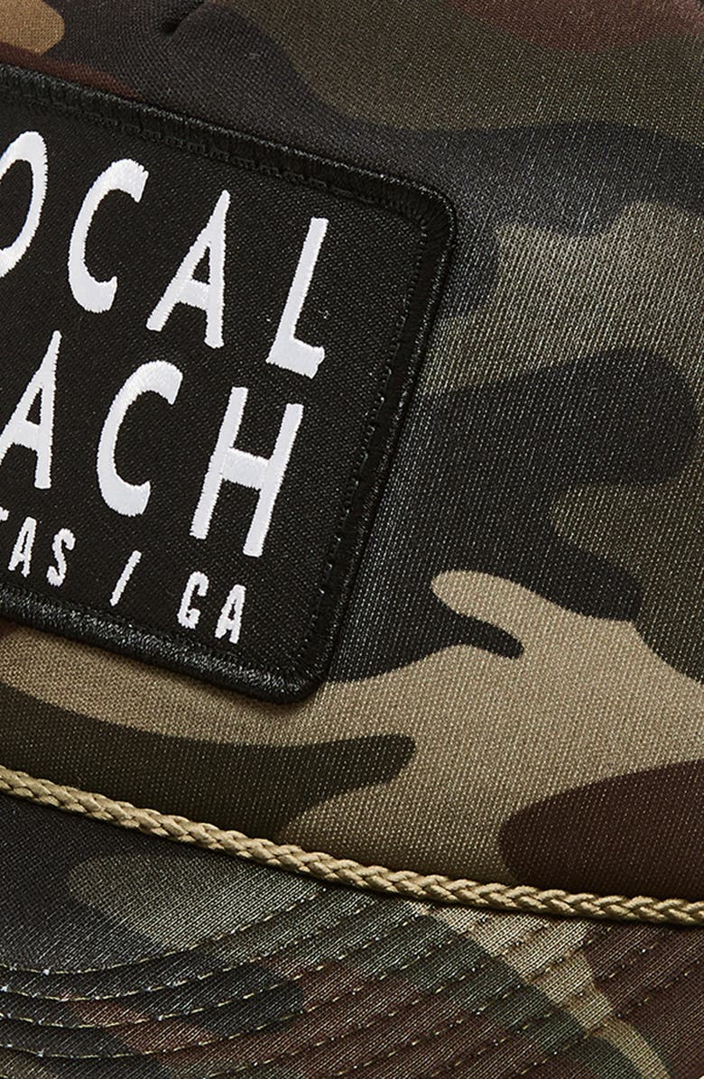 Local Beach Logo Patch Trucker Hat, Alternate, color, Camo