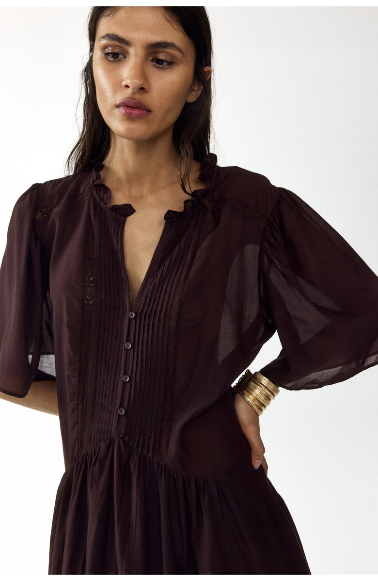 H&M Viscose-blend tunic dress, Main, color, Dark Brown