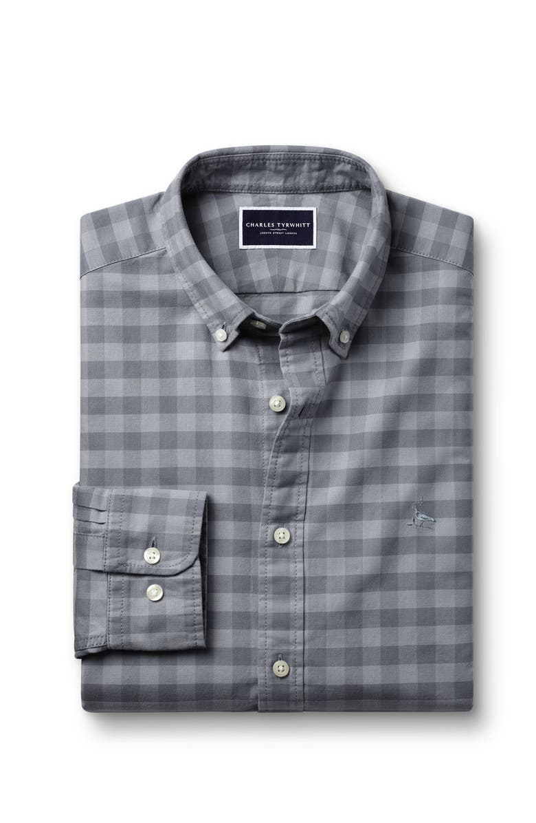 Charles Tyrwhitt Slim Fit Button-Down Collar Washed Oxford Gingham Shirt, Alternate, color, 