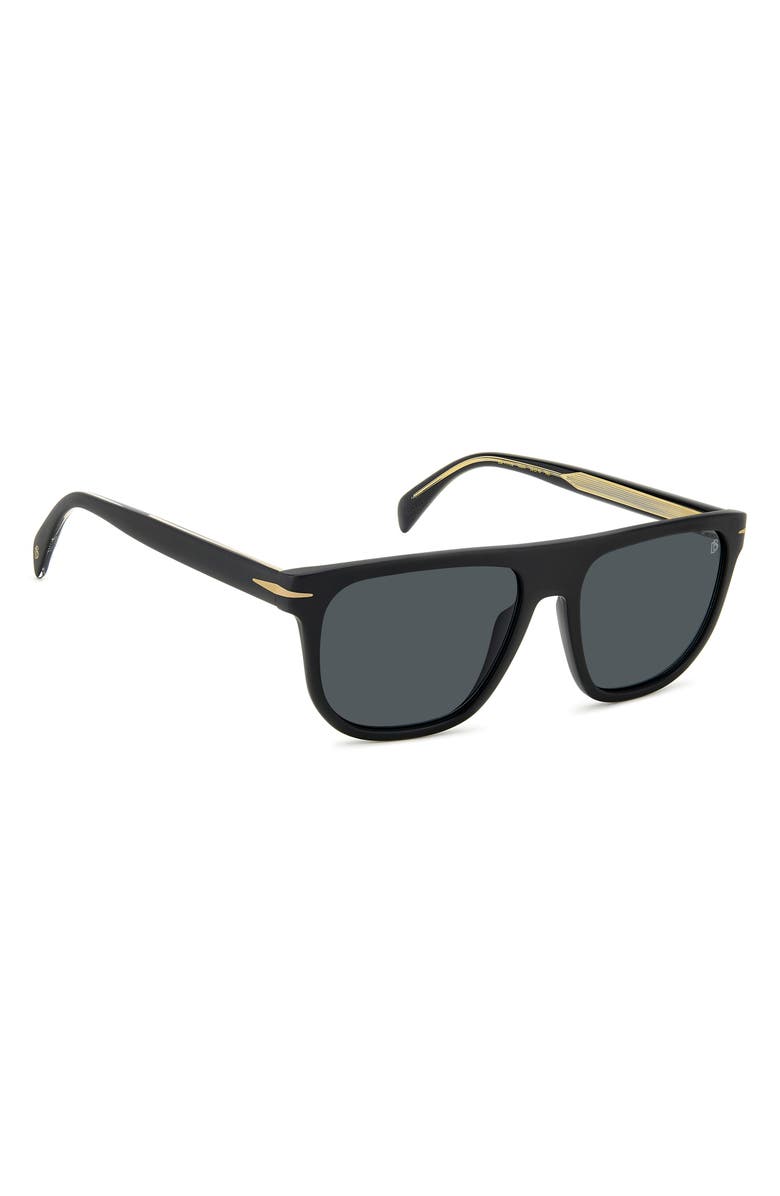 David Beckham Eyewear 56mm Square Sunglasses, Alternate, color, Matte Black Gold