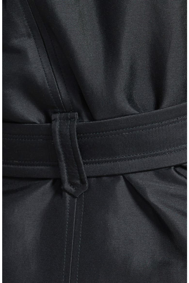 Single Breasted Sateen Trench Coat, Alternate, color, BLACK