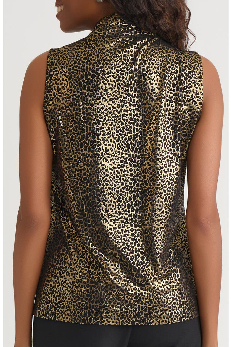 Metallic Leopard Knot Front Sleeveless Top, Alternate, color, BLACK/ GOLD