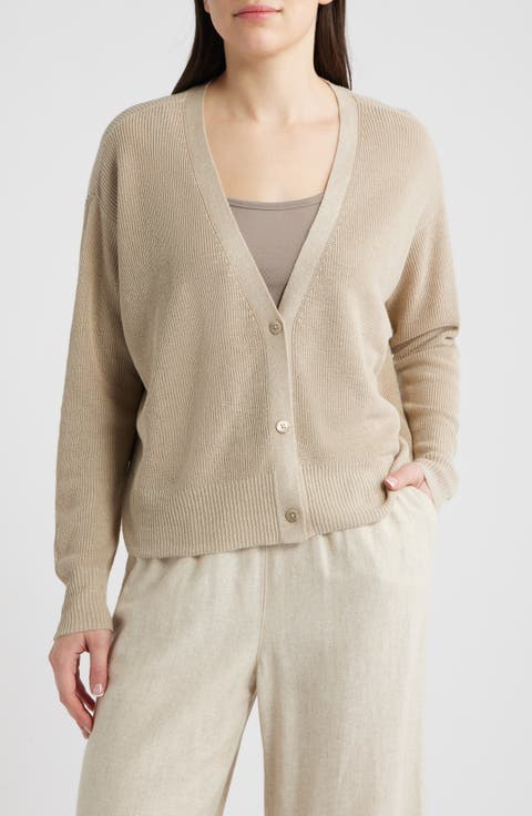 V-Neck Organic Linen & Organic Cotton Cardigan