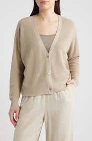 Eileen Fisher V-Neck Organic Linen & Organic Cotton Cardigan