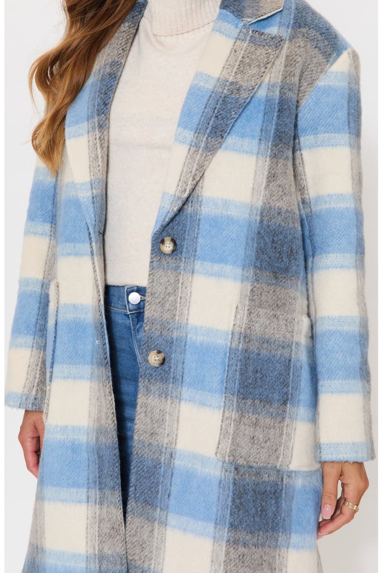 Geneva Brushed Plaid Coat, Alternate, color, BLUE MULTI
