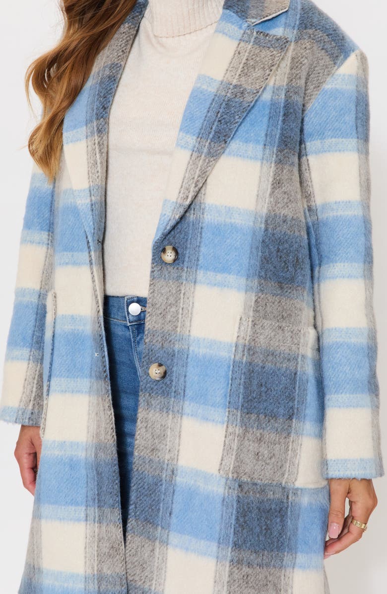 VICI Collection Geneva Brushed Plaid Coat, Alternate, color, Blue Multi