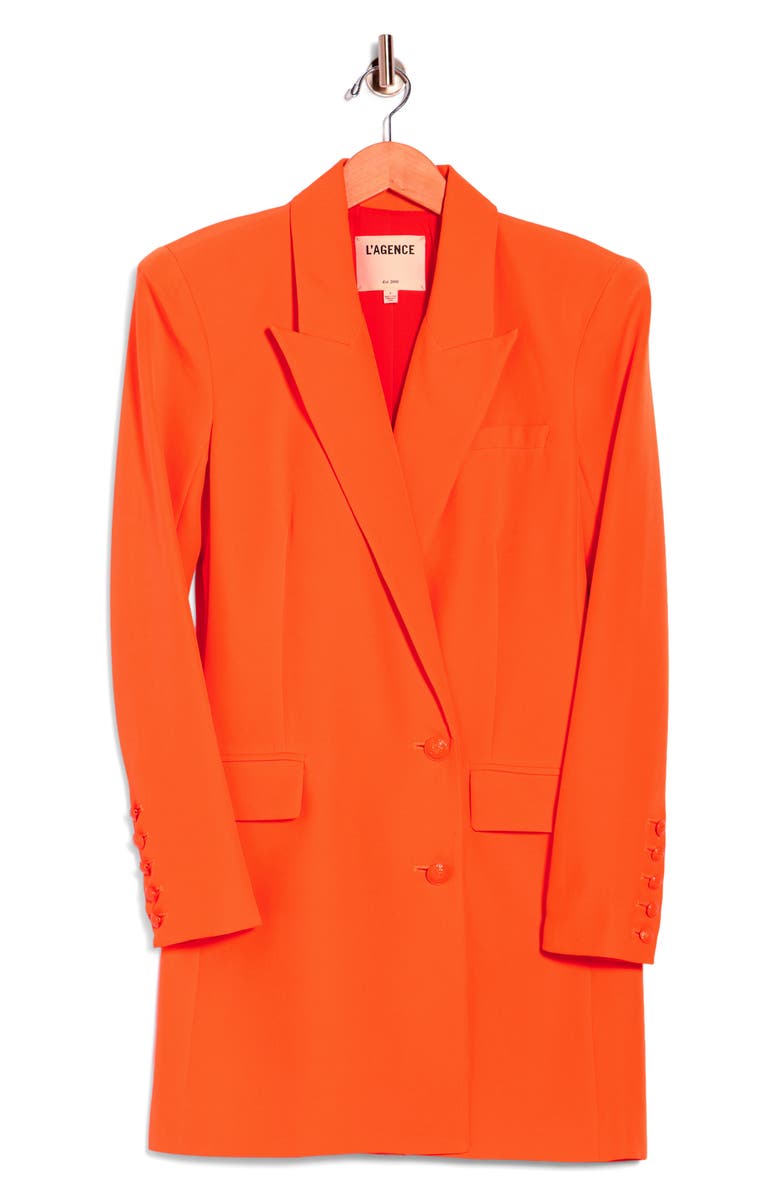 L'AGENCE Marlee Long Sleeve Mini Blazer Dress, Alternate, color, Glow Orange
